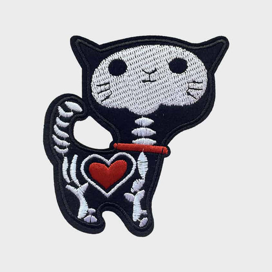 Cat Skeleton Iron-On Patch