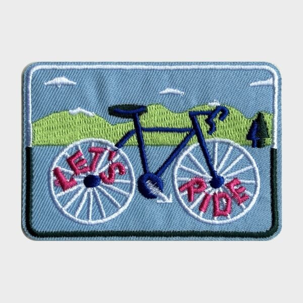 Let's Ride bicycle iron-on patch