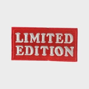 Red rectangular embroidered patch reading Limited Edition